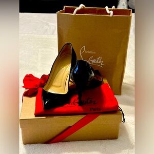 Christian Louboutin Glossy Black Heels with Red Sole